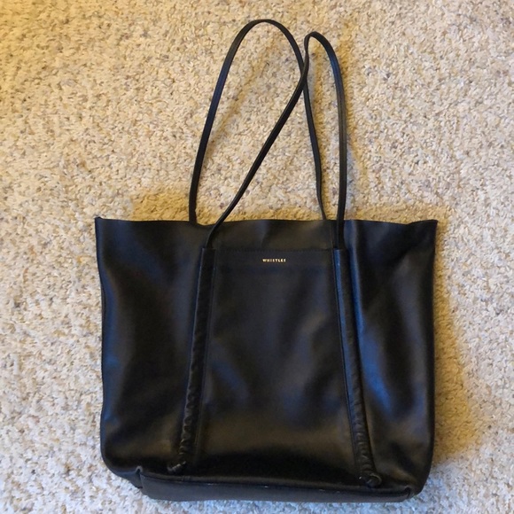 Whistles black leather tote bag, EUC - Picture 1 of 8